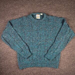 Vtg CONCRETE Cement Truck Logo Men's Marled Sweater Chunky Knit 80s 90s Size L